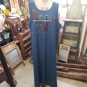 Vintage Large Blue Denim Jean Jumper Dress